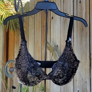 Very Sexy Victoria Secret Unlined Plunge Black Lace Bra 36 DDD Brand New!